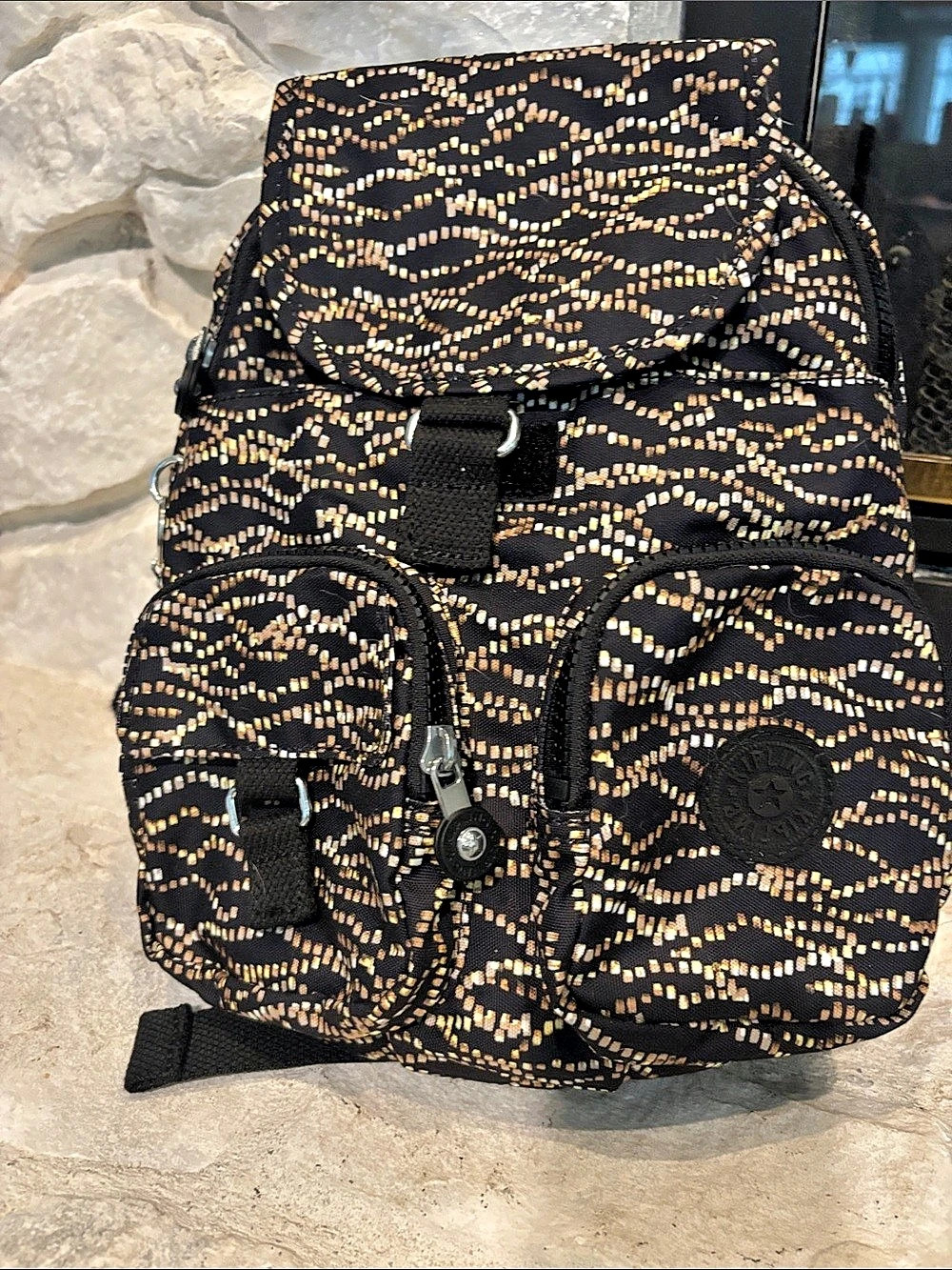 Kipling City Pack Mini Backpack Black & Gold
